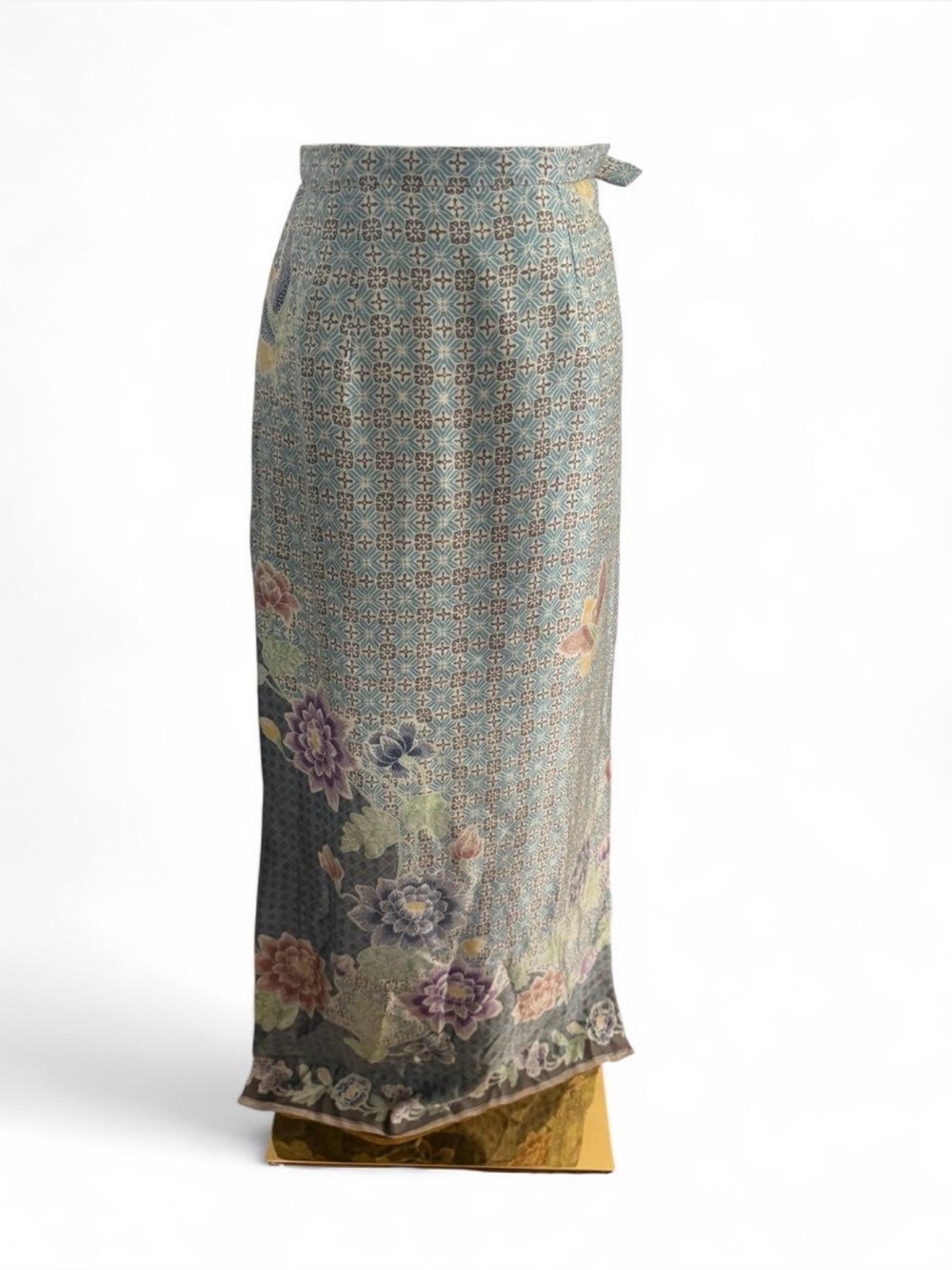 Women's Floral Print Maxi Skirt - Blue-Green